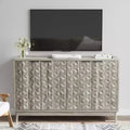 TUYOHW Gray Buffet Cabinet,Storage Sideboard with 4 Diamond Relief Doors,Adjustable Shelves,Cabinet for Living Room,Dining Room,Kitchen,Entryway