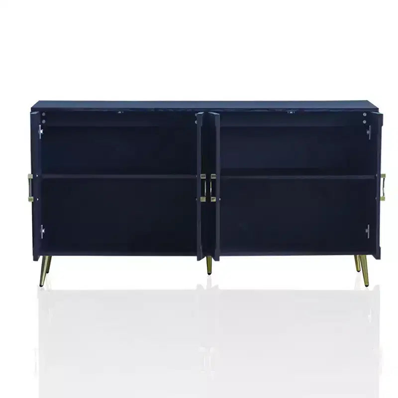 TUYOHW Buffet 4 Portes Laqué en Bois, Meuble de Rangement avec Boutons Dorés, Étagères Réglables, Console pour Salon, Salle à Manger