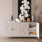 TUYOHW Buffet 4 Portes Laqué en Bois, Meuble de Rangement avec Boutons Dorés, Étagères Réglables, Console pour Salon, Salle à Manger
