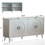 TUYOHW Buffet 4 Portes Laqué en Bois, Meuble de Rangement avec Boutons Dorés, Étagères Réglables, Console pour Salon, Salle à Manger