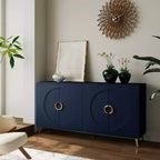 TUYOHW Buffet 4 Portes Laqué en Bois, Meuble de Rangement avec Boutons Dorés, Étagères Réglables, Console pour Salon, Salle à Manger