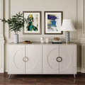 TUYOHW Buffet 4 Portes Laqué en Bois, Meuble de Rangement avec Boutons Dorés, Étagères Réglables, Console pour Salon, Salle à Manger