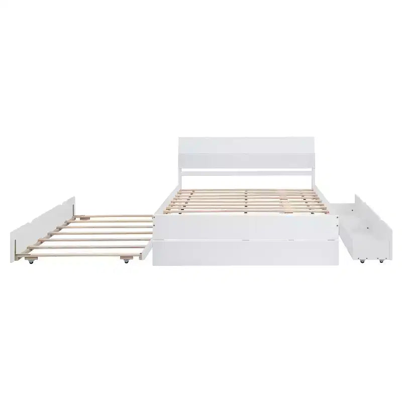 Lit plateforme Bellemave avec tiroirs, Cadre de lit plateforme en bois massif avec tête et pied de lit pour chambre à coucher