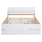 Lit plateforme Bellemave avec tiroirs, Cadre de lit plateforme en bois massif avec tête et pied de lit pour chambre à coucher