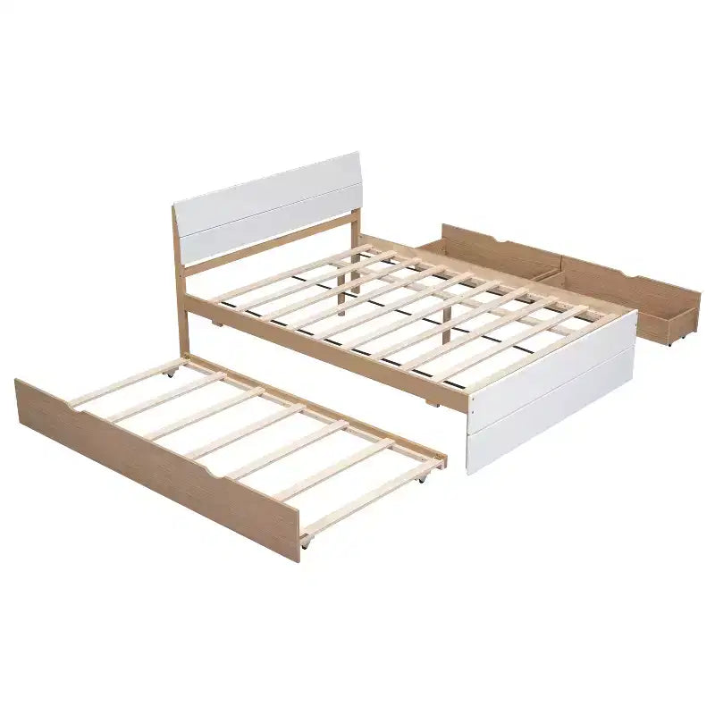 Lit plateforme Bellemave avec tiroirs, Cadre de lit plateforme en bois massif avec tête et pied de lit pour chambre à coucher