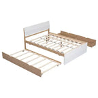 Lit plateforme Bellemave avec tiroirs, Cadre de lit plateforme en bois massif avec tête et pied de lit pour chambre à coucher