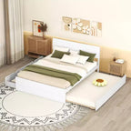 Lit plateforme Bellemave avec tiroirs, Cadre de lit plateforme en bois massif avec tête et pied de lit pour chambre à coucher