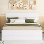 Lit plateforme Bellemave avec tiroirs, Cadre de lit plateforme en bois massif avec tête et pied de lit pour chambre à coucher