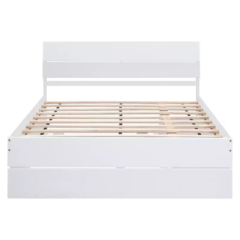 Lit plateforme Bellemave avec tiroirs, Cadre de lit plateforme en bois massif avec tête et pied de lit pour chambre à coucher