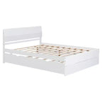 Lit plateforme Bellemave avec tiroirs, Cadre de lit plateforme en bois massif avec tête et pied de lit pour chambre à coucher