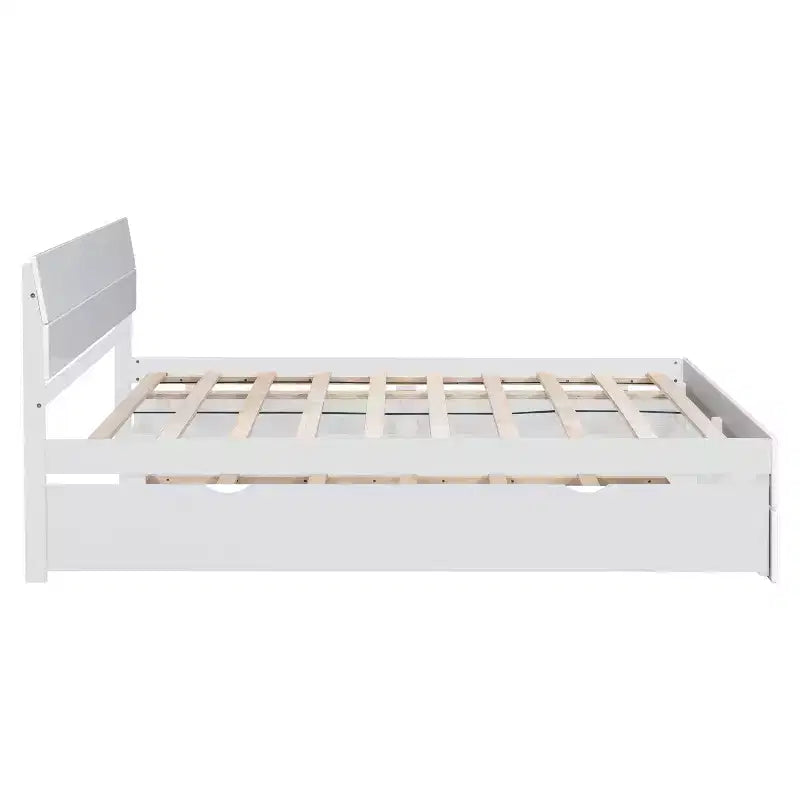 Lit plateforme Bellemave avec tiroirs, Cadre de lit plateforme en bois massif avec tête et pied de lit pour chambre à coucher