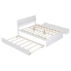 Lit plateforme Bellemave avec tiroirs, Cadre de lit plateforme en bois massif avec tête et pied de lit pour chambre à coucher