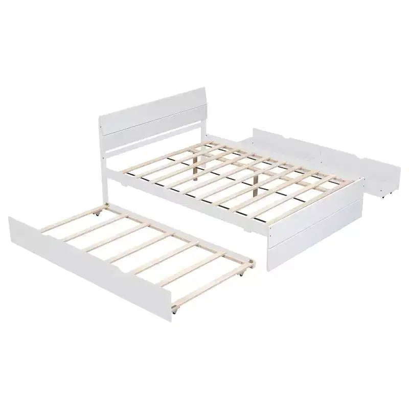Lit plateforme Bellemave avec tiroirs, Cadre de lit plateforme en bois massif avec tête et pied de lit pour chambre à coucher