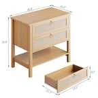 Lot de 2 tables de chevet en rotin, table de chevet bohème avec 2 tiroirs et étagère de rangement, table de chevet de ferme moderne, tables d'appoint pour salon, chambre à coucher