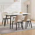 Wooden Dining Chairs, Upholstered Kitchen Dining Room Chair, Modern Linen Fabric Dinner Chair Support for Living Room, Beige