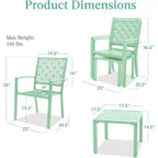Ensemble bistrot extérieur empilable 3 pièces table et 2 chaises, meubles modernes en fer forgé avec dossier festonné pour jardin ou véranda