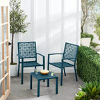 Ensemble bistrot extérieur empilable 3 pièces table et 2 chaises, meubles modernes en fer forgé avec dossier festonné pour jardin ou véranda