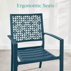 Ensemble bistrot extérieur empilable 3 pièces table et 2 chaises, meubles modernes en fer forgé avec dossier festonné pour jardin ou véranda