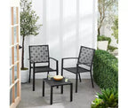 Ensemble bistrot extérieur empilable 3 pièces table et 2 chaises, meubles modernes en fer forgé avec dossier festonné pour jardin ou véranda