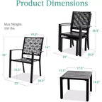 Ensemble bistrot extérieur empilable 3 pièces table et 2 chaises, meubles modernes en fer forgé avec dossier festonné pour jardin ou véranda