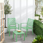 Ensemble bistrot extérieur empilable 3 pièces table et 2 chaises, meubles modernes en fer forgé avec dossier festonné pour jardin ou véranda