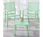 Ensemble bistrot extérieur empilable 3 pièces table et 2 chaises, meubles modernes en fer forgé avec dossier festonné pour jardin ou véranda