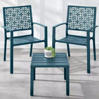 Ensemble bistrot extérieur empilable 3 pièces table et 2 chaises, meubles modernes en fer forgé avec dossier festonné pour jardin ou véranda