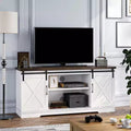 TV Stand for Up to 65 inch TV, Farmhouse Sliding Barn Door TV Stand, Entertainment Center with Cable Management Holes for Living Room