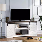 TV Stand for Up to 65 inch TV, Farmhouse Sliding Barn Door TV Stand, Entertainment Center with Cable Management Holes for Living Room