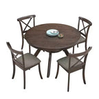 Ensemble de salle à manger moderne 5 pièces en bois, table ronde de 120 cm avec 4 chaises rembourrées, meubles pour petits espaces de cuisine et salle à manger - Panipeachy