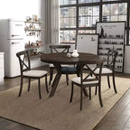 Ensemble de salle à manger moderne 5 pièces en bois, table ronde de 120 cm avec 4 chaises rembourrées, meubles pour petits espaces de cuisine et salle à manger - Panipeachy