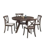 Ensemble de salle à manger moderne 5 pièces en bois, table ronde de 120 cm avec 4 chaises rembourrées, meubles pour petits espaces de cuisine et salle à manger - Panipeachy