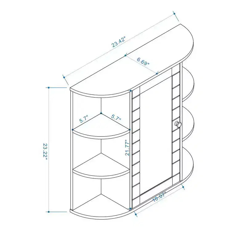 Meuble de salle de bain mural avec étagères réglables, 6 étagères ouvertes et grand espace de rangement pour salle de bain et buanderie