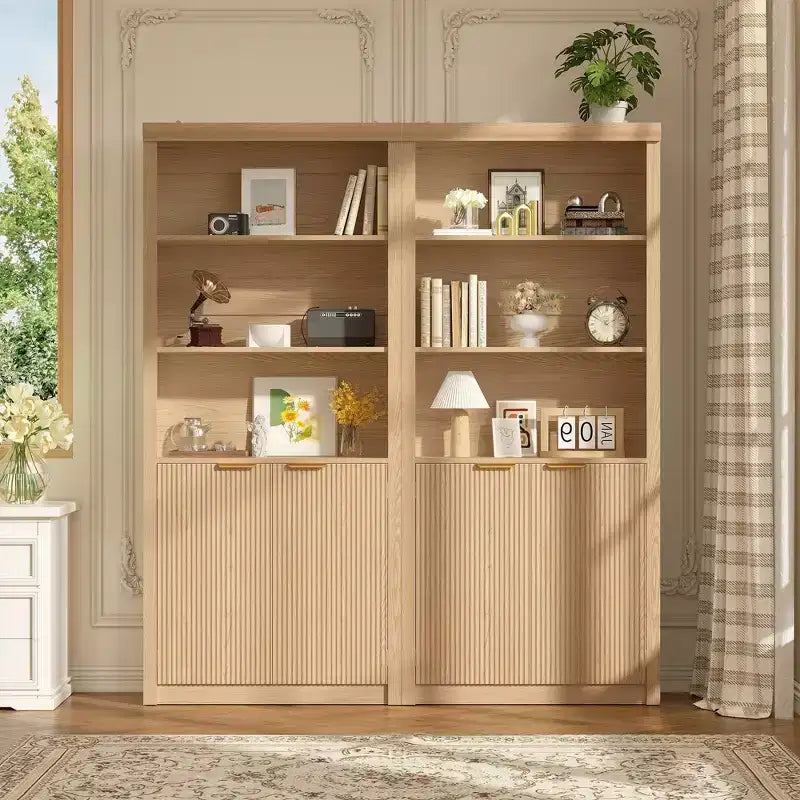 Bibliothèque et étagère de 70,9 pouces de haut, bibliothèque en bois avec portes, bibliothèques à 5 étagères avec étagère supérieure réglable pour bureau à domicile, salon