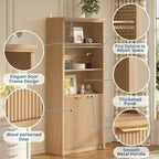 Bibliothèque et étagère de 70,9 pouces de haut, bibliothèque en bois avec portes, bibliothèques à 5 étagères avec étagère supérieure réglable pour bureau à domicile, salon
