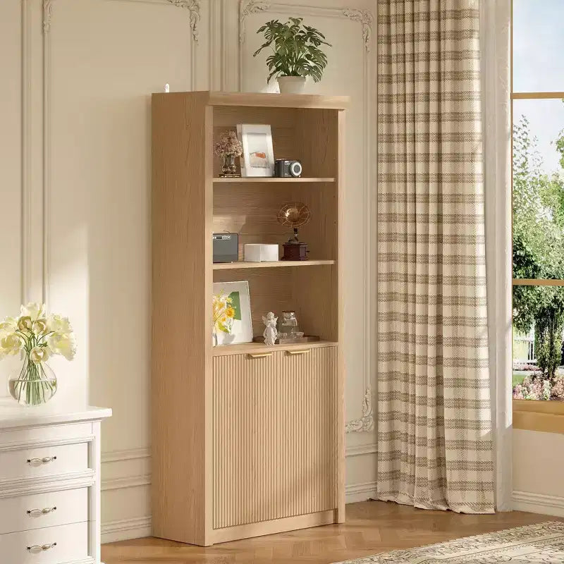 Bibliothèque et étagère de 70,9 pouces de haut, bibliothèque en bois avec portes, bibliothèques à 5 étagères avec étagère supérieure réglable pour bureau à domicile, salon