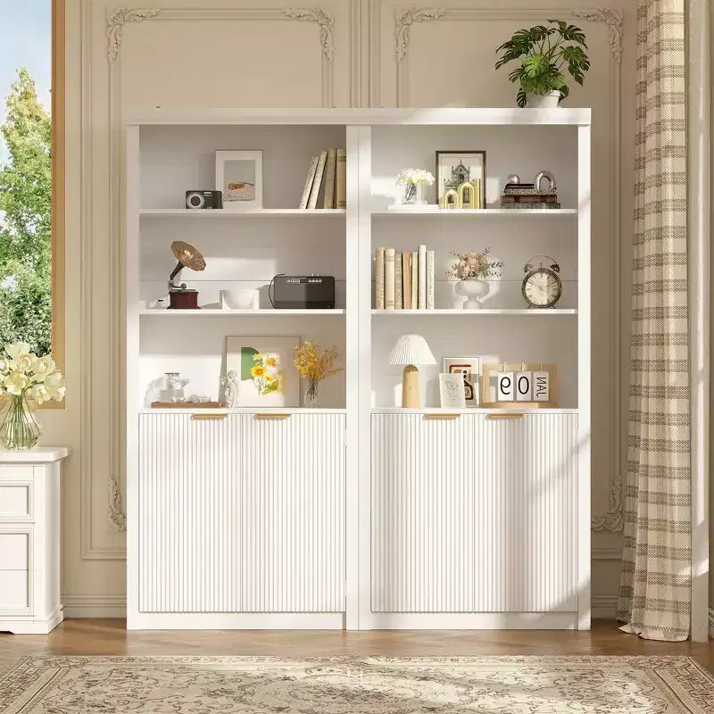 Bibliothèque et étagère de 70,9 pouces de haut, bibliothèque en bois avec portes, bibliothèques à 5 étagères avec étagère supérieure réglable pour bureau à domicile, salon