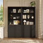 Bibliothèque et étagère de 70,9 pouces de haut, bibliothèque en bois avec portes, bibliothèques à 5 étagères avec étagère supérieure réglable pour bureau à domicile, salon
