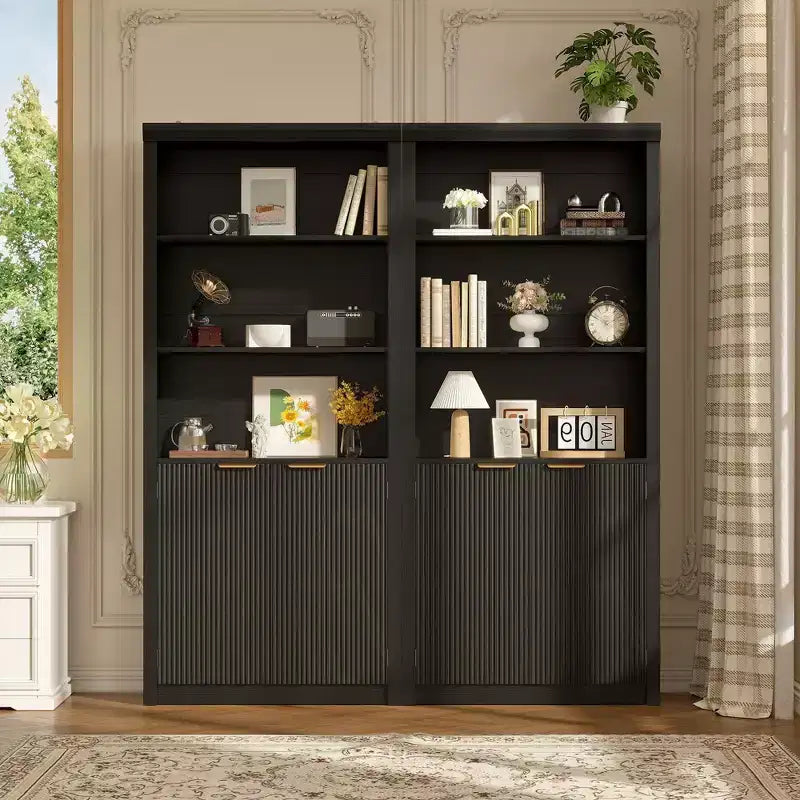 Bibliothèque et étagère de 70,9 pouces de haut, bibliothèque en bois avec portes, bibliothèques à 5 étagères avec étagère supérieure réglable pour bureau à domicile, salon