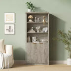 Bibliothèque et étagère de 70,9 pouces de haut, bibliothèque en bois avec portes, bibliothèques à 5 étagères avec étagère supérieure réglable pour bureau à domicile, salon