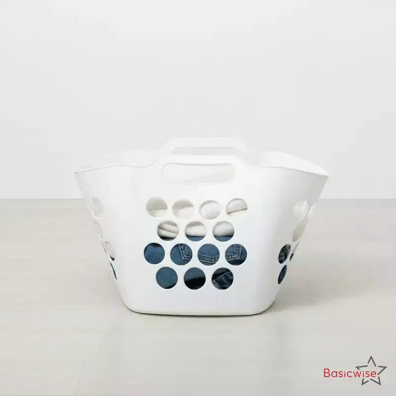Lot de 2 paniers à linge Basicwise avec poignées – Grands et petits paniers à linge ventilés, bacs empilables légers pour chambre à coucher, salle de bain