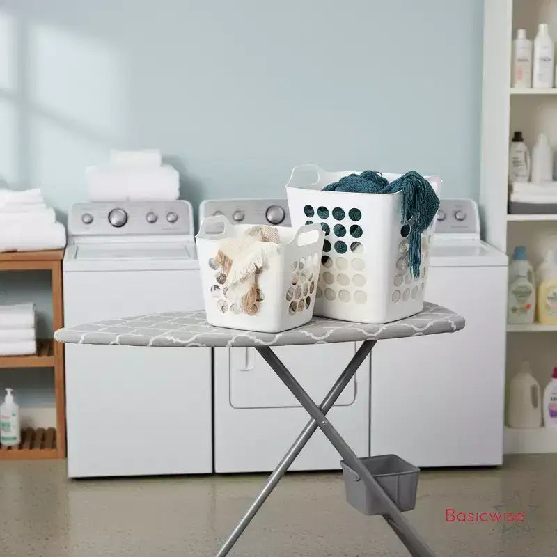 Lot de 2 paniers à linge Basicwise avec poignées – Grands et petits paniers à linge ventilés, bacs empilables légers pour chambre à coucher, salle de bain