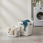 Lot de 2 paniers à linge Basicwise avec poignées – Grands et petits paniers à linge ventilés, bacs empilables légers pour chambre à coucher, salle de bain