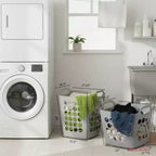 Lot de 2 paniers à linge Basicwise avec poignées – Grands et petits paniers à linge ventilés, bacs empilables légers pour chambre à coucher, salle de bain