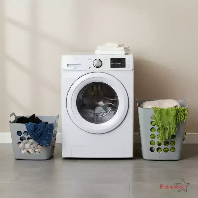 Lot de 2 paniers à linge Basicwise avec poignées – Grands et petits paniers à linge ventilés, bacs empilables légers pour chambre à coucher, salle de bain