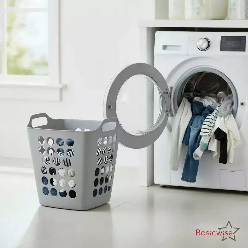 Lot de 2 paniers à linge Basicwise avec poignées – Grands et petits paniers à linge ventilés, bacs empilables légers pour chambre à coucher, salle de bain