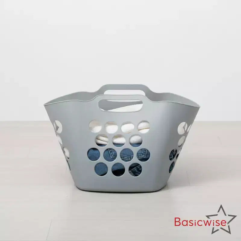 Lot de 2 paniers à linge Basicwise avec poignées – Grands et petits paniers à linge ventilés, bacs empilables légers pour chambre à coucher, salle de bain