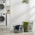 Lot de 2 paniers à linge Basicwise avec poignées – Grands et petits paniers à linge ventilés, bacs empilables légers pour chambre à coucher, salle de bain