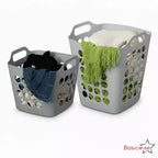 Basicwise Set of 2 Plastic Laundry Baskets with Handles  Large & Small Ventilated Hampers, Lightweight Stackable Bins for Bedroom, Bathroom
