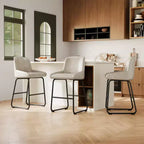 Lot de 3 tabourets de bar, tabourets de bar en cuir PU hauteur comptoir avec dossier et repose-pieds, chaises de bar rembourrées pour salle à manger et îlot de cuisine